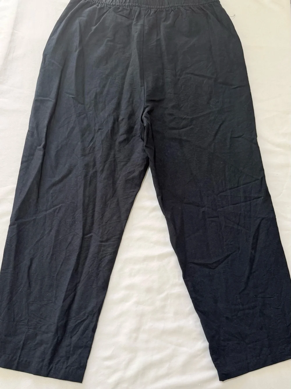 H&M Navy Blue Women's Linen Blend Drawstring Waist Trousers size Small